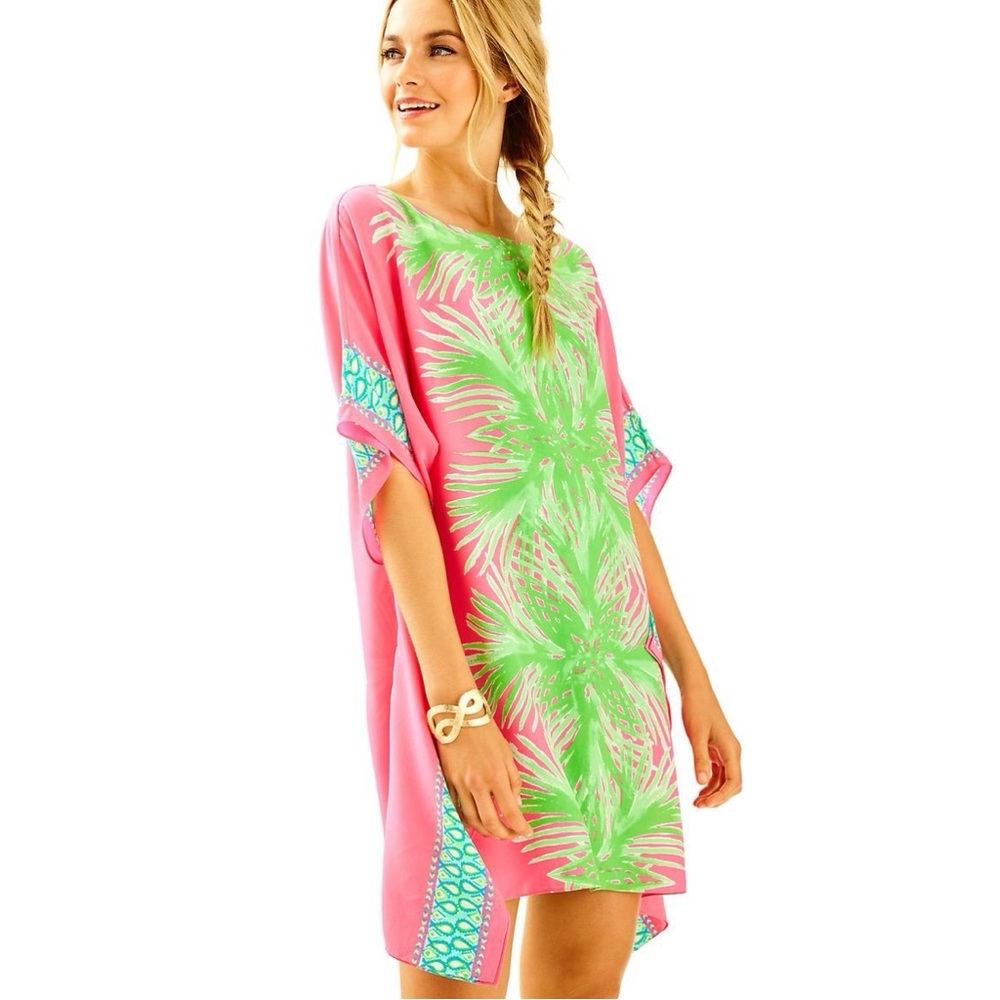 Lilly Pulitzer Julie Silk Caftan in Tiki Pink